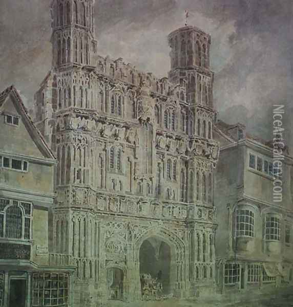 Christchurch Gate, Canterbury, c.1792-93 Oil Painting - Joseph Mallord William Turner