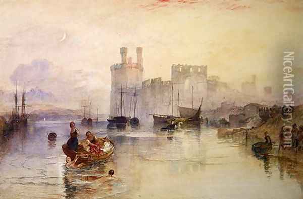 View of Carnarvon Castle Oil Painting - Joseph Mallord William Turner
