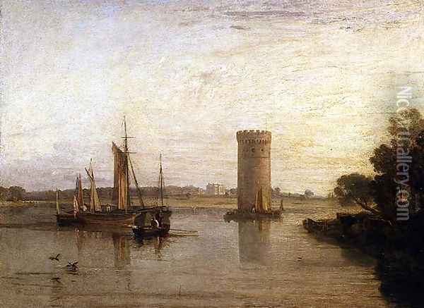 Tabley, the Seat of Sir J.F. Leicester, Bart. Calm Morning, c.1809 Oil Painting - Joseph Mallord William Turner