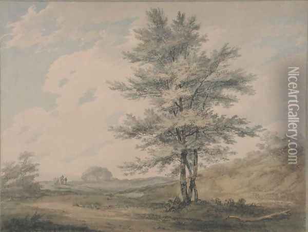 Landscape with Trees and Figures, c.1796 Oil Painting - Joseph Mallord William Turner