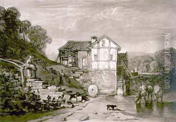 Water Mill, from the Liber Studiorum, engraved by Robert Dunkarton, 1812 Oil Painting - Joseph Mallord William Turner