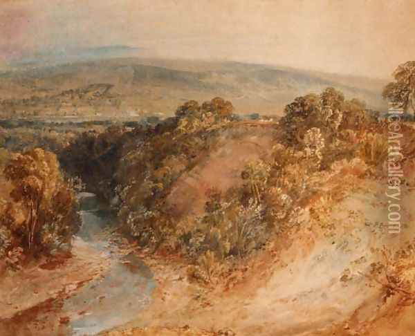 The Valley of the Washburn, Ottley Chevin in the distance Oil Painting - Joseph Mallord William Turner