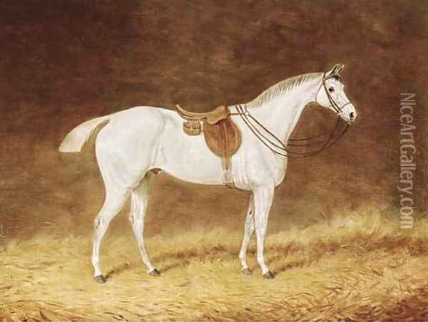 A saddled grey hunter in a stable Oil Painting - Joseph Mallord William Turner