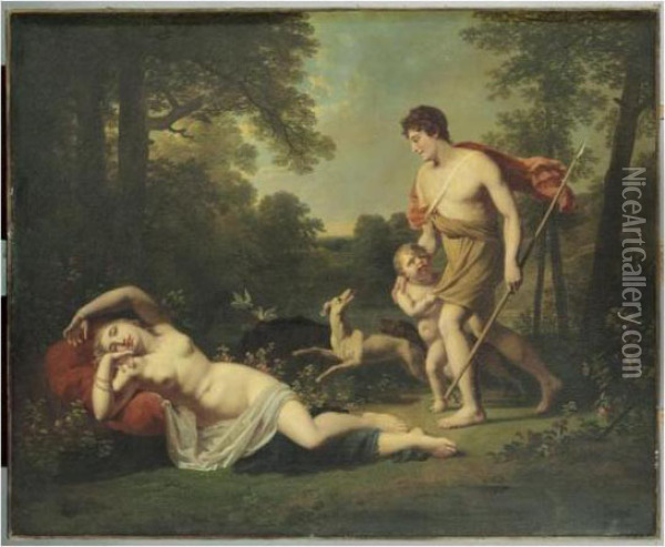 Venus Et Adonis Oil Painting - Jacques Antoine Vallin