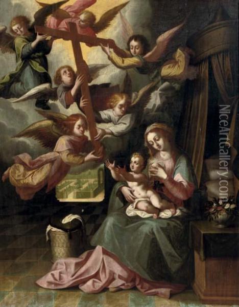 The Christ Child Being Presented With The Cross Oil Painting - Hendrik van Balen