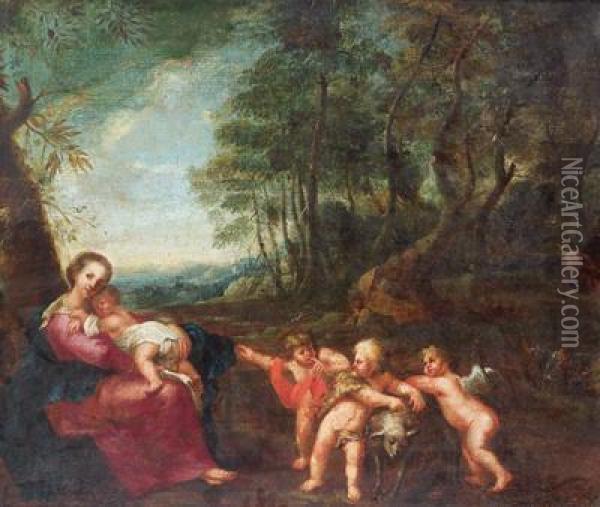 Del Xvii Secolo Maria Col Bambino Oil Painting - Hendrik van Balen