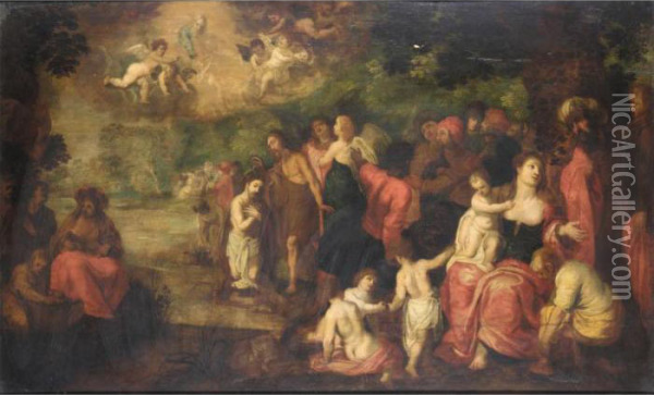 The Baptism Of Christ Oil Painting - Hendrik van Balen