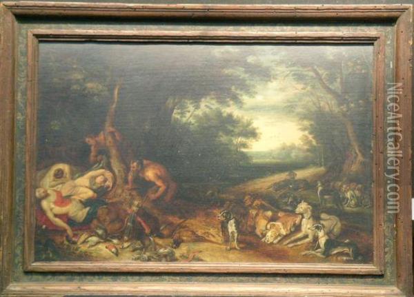 Diana And Nymphs Surprised After Hunt Oil Painting - Hendrik van Balen