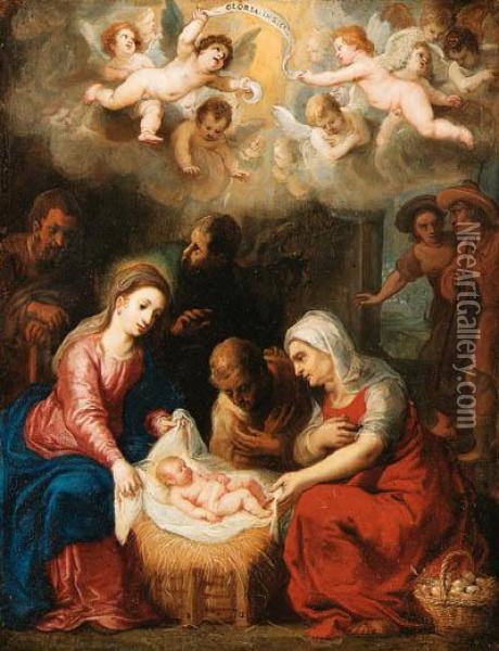 The Nativity Oil Painting - Hendrik van Balen