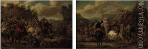 A Cavalry Skirmish Oil Painting - Pieter van Bloemen
