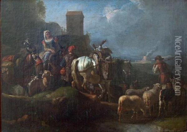 Paesaggio Con Viandanti Oil Painting - Pieter van Bloemen