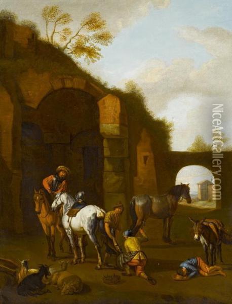 Der Hufschmied Oil Painting - Pieter van Bloemen