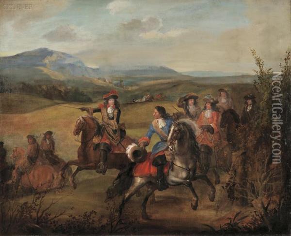 The Hunting Party Oil Painting - Adam Frans van der Meulen