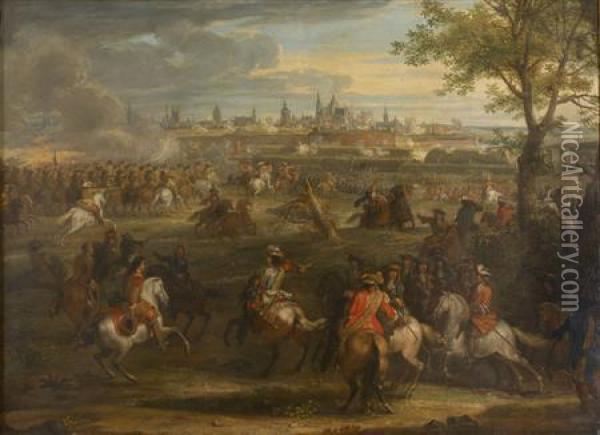 Louis Xiv At The Siege Of Valenciennes Oil Painting - Adam Frans van der Meulen