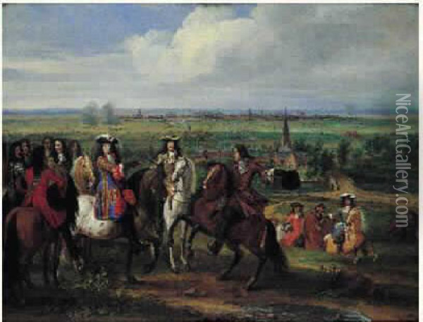 Louis Xiv Au Siege De Lille Oil Painting - Adam Frans van der Meulen