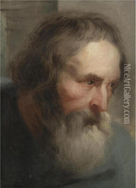 Head Study Of A Saint Oil Painting - Sir Anthony Van Dyck
