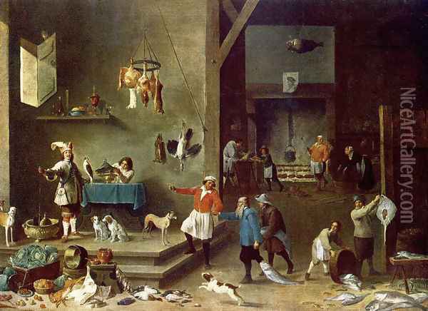 The Kitchen Oil Painting - David The Younger Teniers