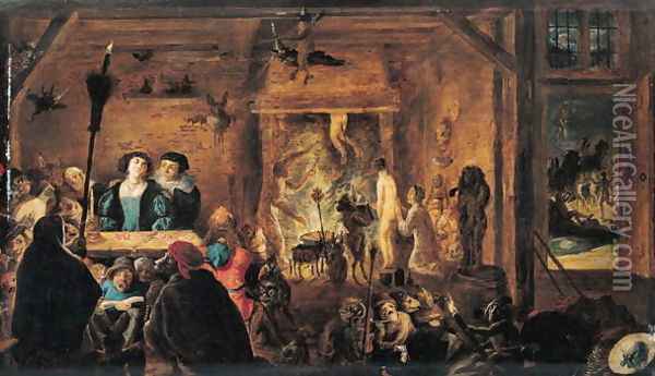 A Scene of Sorcery, 1633 Oil Painting - David The Younger Teniers