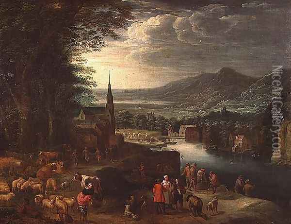 An extensive mountain landscape Oil Painting - David The Younger Teniers
