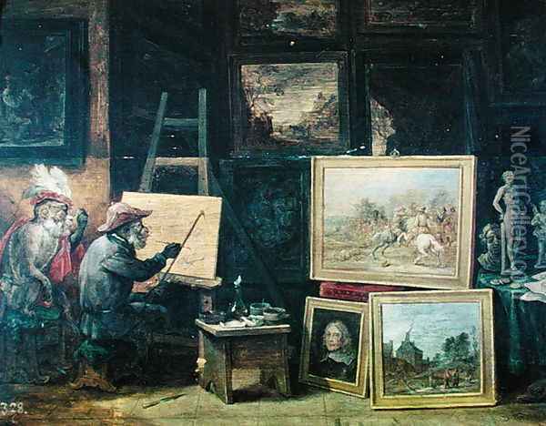 The Monkey Painter, 1805 Oil Painting - David The Younger Teniers