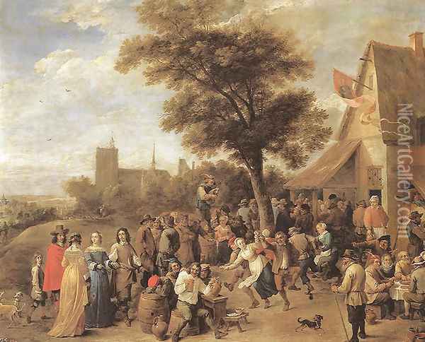 Peasants Merry-making c. 1650 Oil Painting - David The Younger Teniers