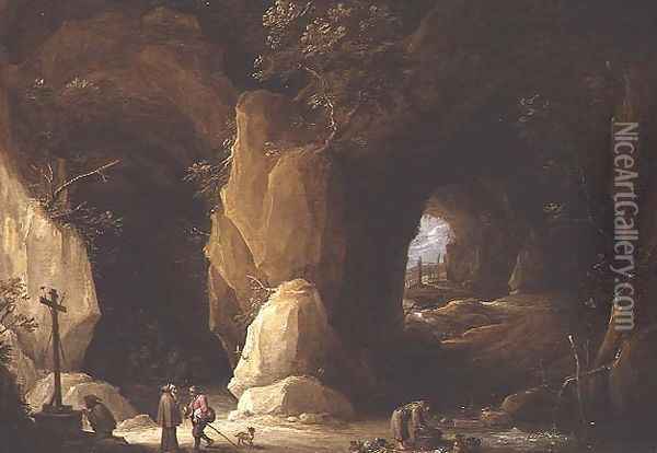 Hermits in a Cave Oil Painting - David The Younger Teniers