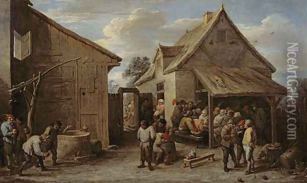 The Yard of an Inn Oil Painting - David The Younger Teniers
