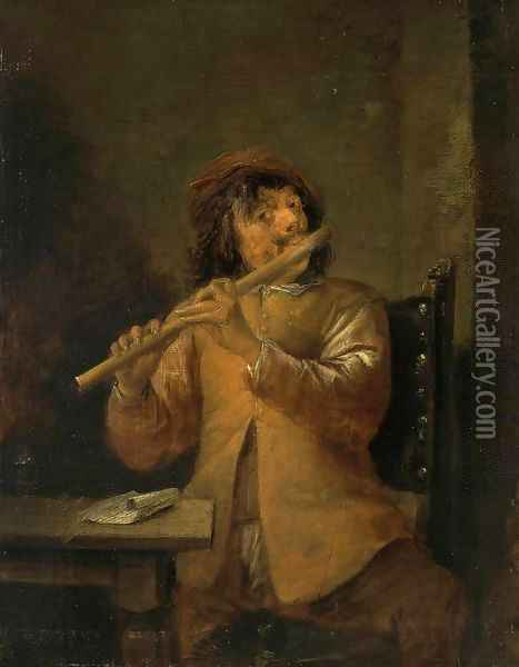 The Flautist Oil Painting - David The Younger Teniers