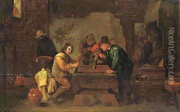 The backgammon players Oil Painting - David The Younger Teniers