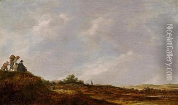 Dunenlandschaft Mit Figuren Auf Einer Anhohe Oil Painting - Jan van Goyen