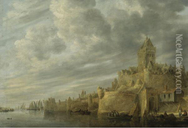 A View Of The Valkhof In Nijmegen Oil Painting - Jan van Goyen