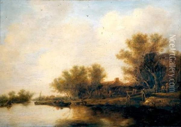 Paysage Fluvial Oil Painting - Jan van Goyen