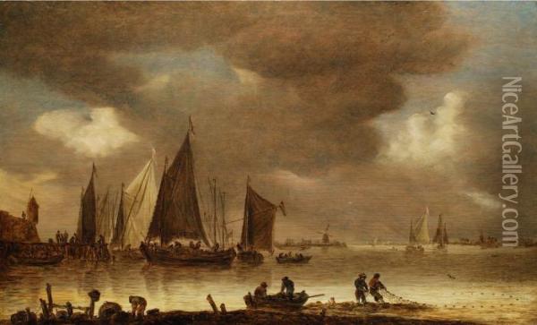 Einbringung Des Fischfanges In
 Abendstimmung Oil Painting - Jan van Goyen