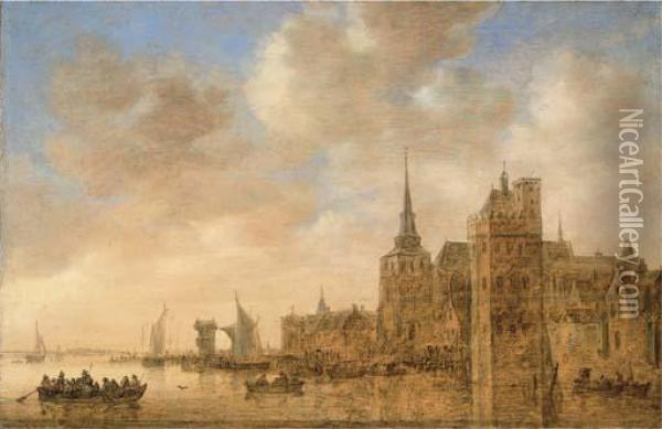 An Imaginary View Of Antwerp From The Scheldt Oil Painting - Jan van Goyen