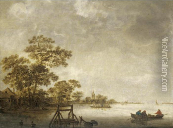 A River Landscape Oil Painting - Jan van Goyen