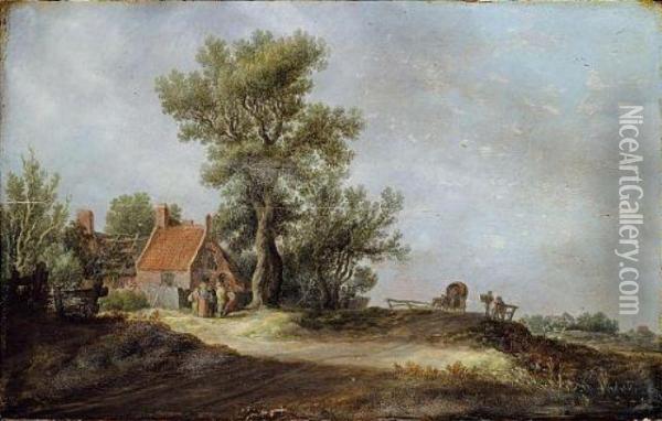 Peasants Before A Dilapidated Cottage Oil Painting - Jan van Goyen