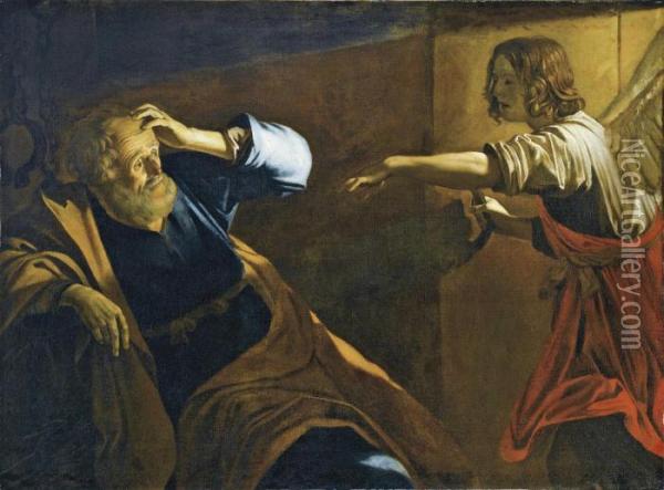 San Pietro Liberato Da Un Angelo Oil Painting - Gerrit Van Honthorst