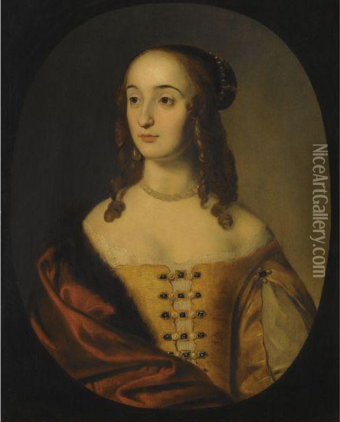 Portrait Of Henriette Marie Princess Palatine (1626-1651) Oil Painting - Gerrit Van Honthorst