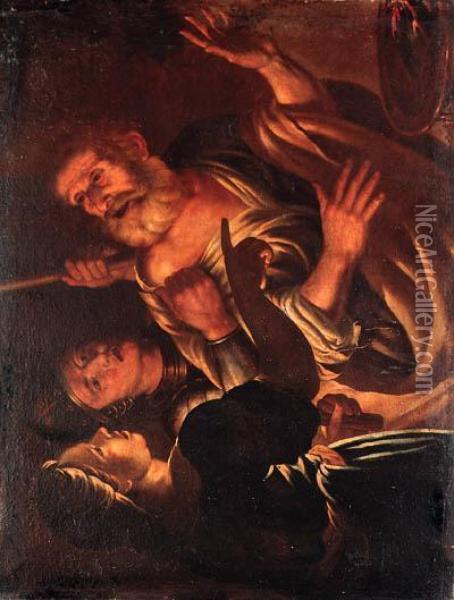 The Denial Of Saint Peter Oil Painting - Gerrit Van Honthorst