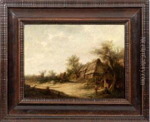 Landschaft Mit Altem Gehoft Und Figurenstaffage Oil Painting - Jacob Van Ruisdael