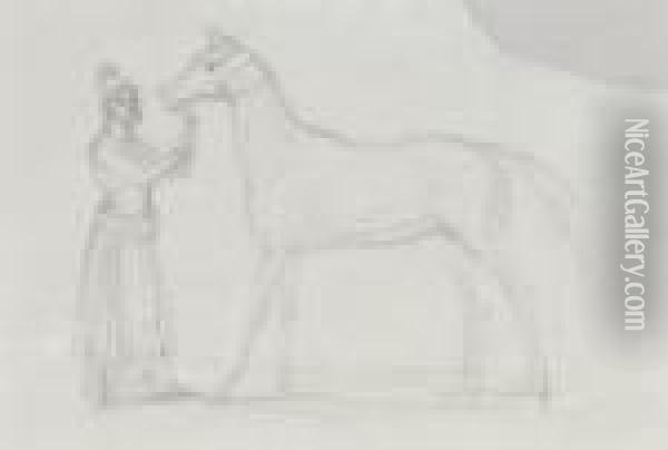 3 Arab Horseman Studies Oil Painting - Carle Vernet
