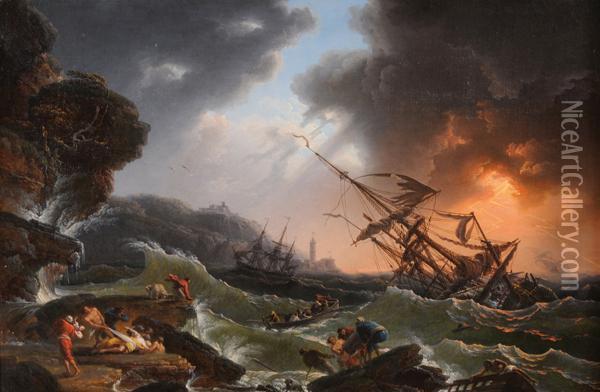 Mare In Tempesta Oil Painting - Claude-joseph Vernet