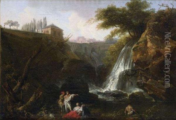 La Cascade De Tivoli Et La Villa De Mecene Oil Painting - Claude-joseph Vernet