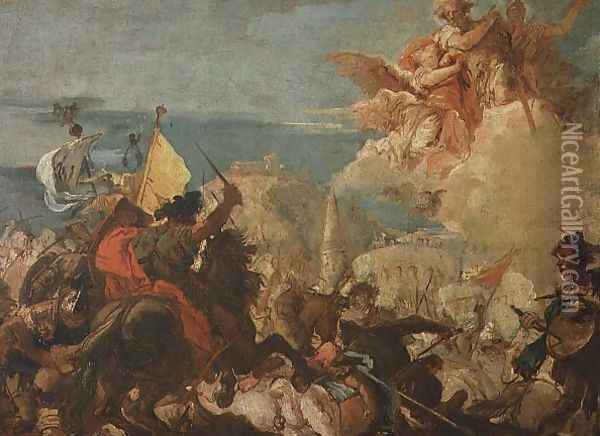 Battle Scene Oil Painting - Giovanni Domenico Tiepolo