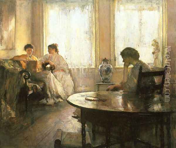 Three Girls Reading Oil Painting - Edmund Charles Tarbell
