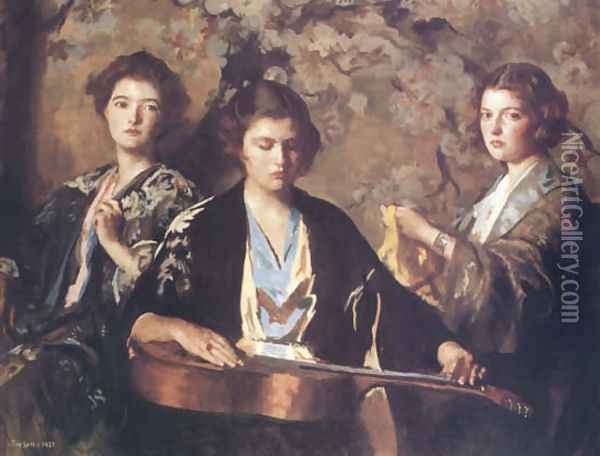 My Three Granddaughters Oil Painting - Edmund Charles Tarbell