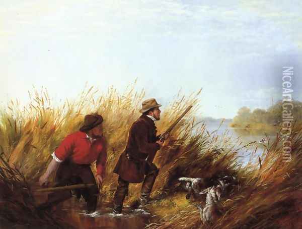 Duck Shooting: A Good Shot Oil Painting - Arthur Fitzwilliam Tait