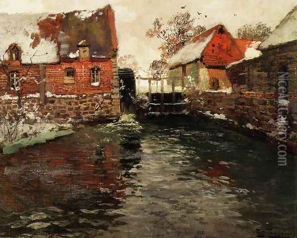 The Mill Oil Painting - Fritz Thaulow