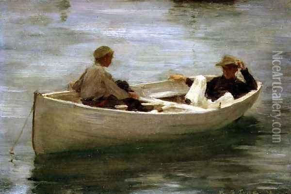 In the Rowing Boat, 1898 Oil Painting - Henry Scott Tuke