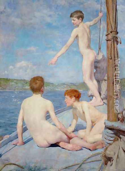 The Bathers, 1889 Oil Painting - Henry Scott Tuke